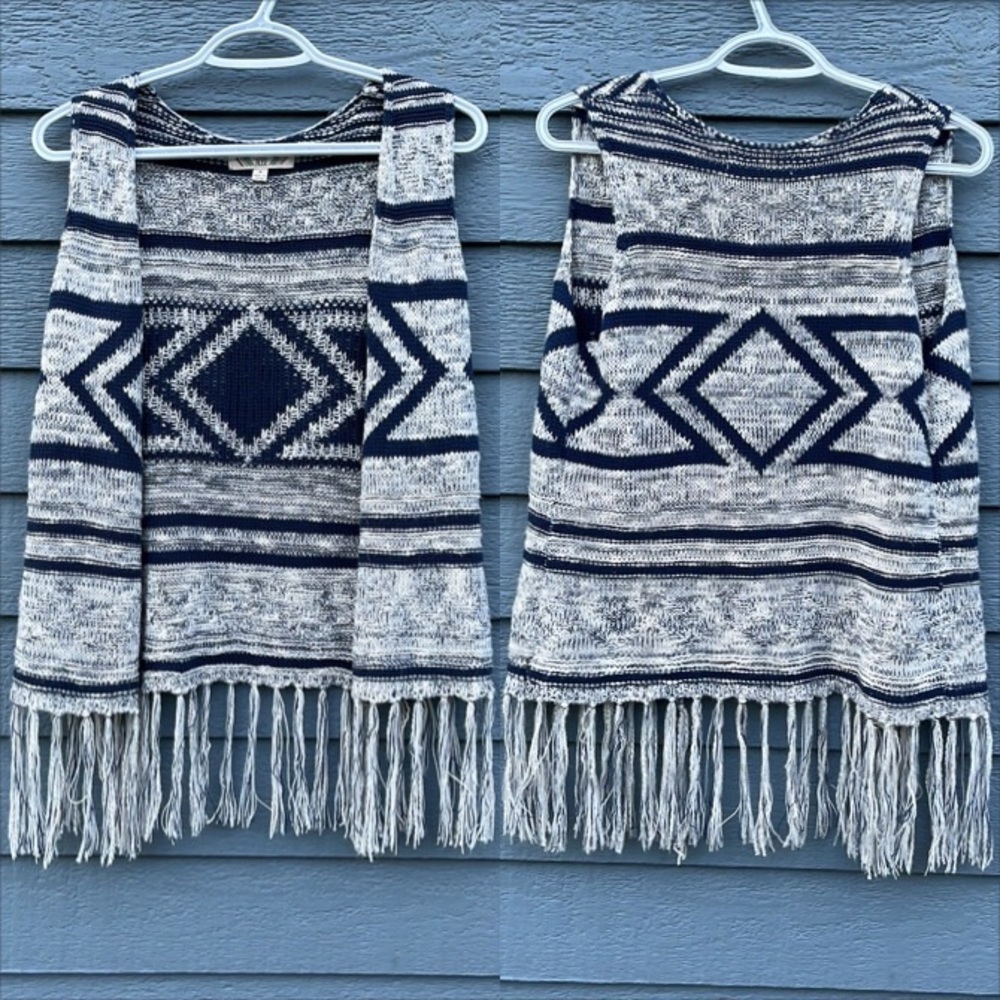 Pink Rose Boho Aztec Fringe Vest